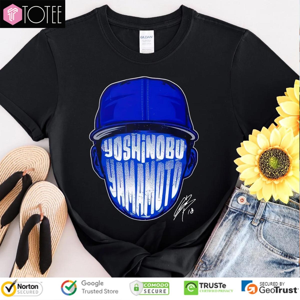 Los Angeles Dodgers Yoshinobu Yamamoto Face Silhouette Signature T-shirt