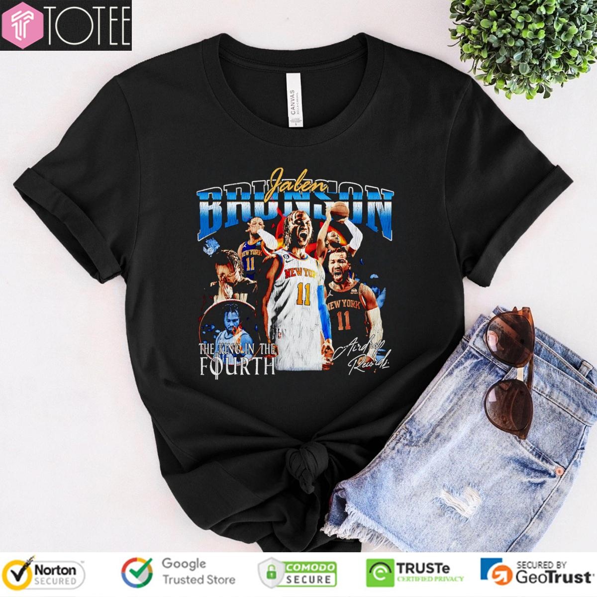 Jalen Brunson The King In The Fourth Knicks Signature Vintage Bootleg T-shirt