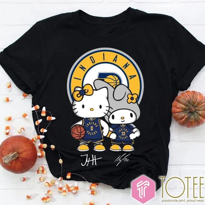Indiana Pacers Tyrese Haliburton Myles Turner Hello Kitty Signatures T-shirt