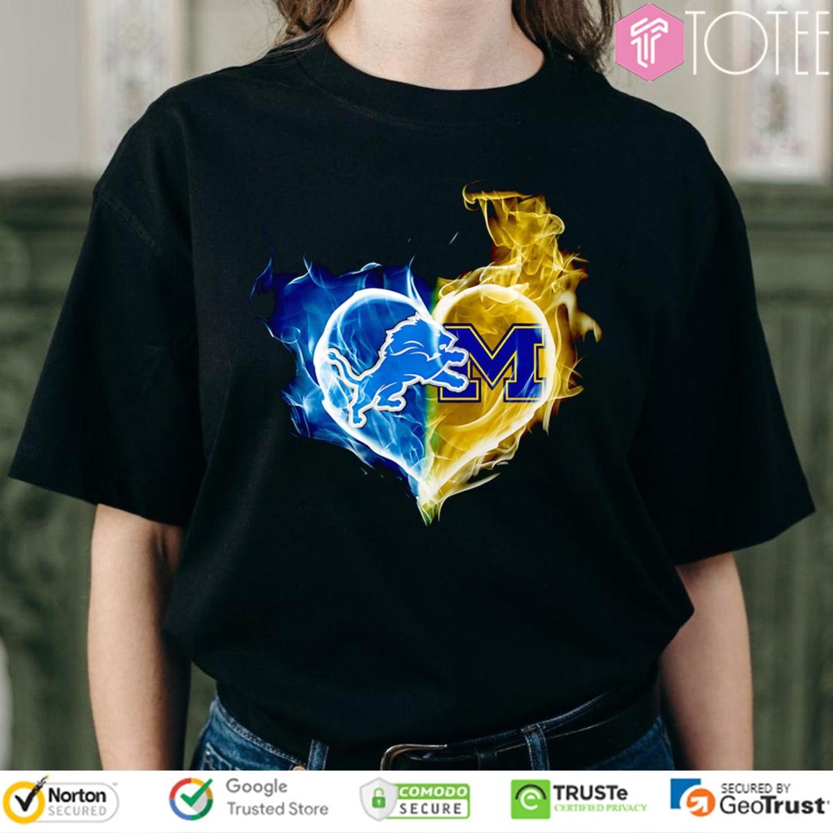 Smoke Heart Detroit Lions Michigan Wolverines T-shirt