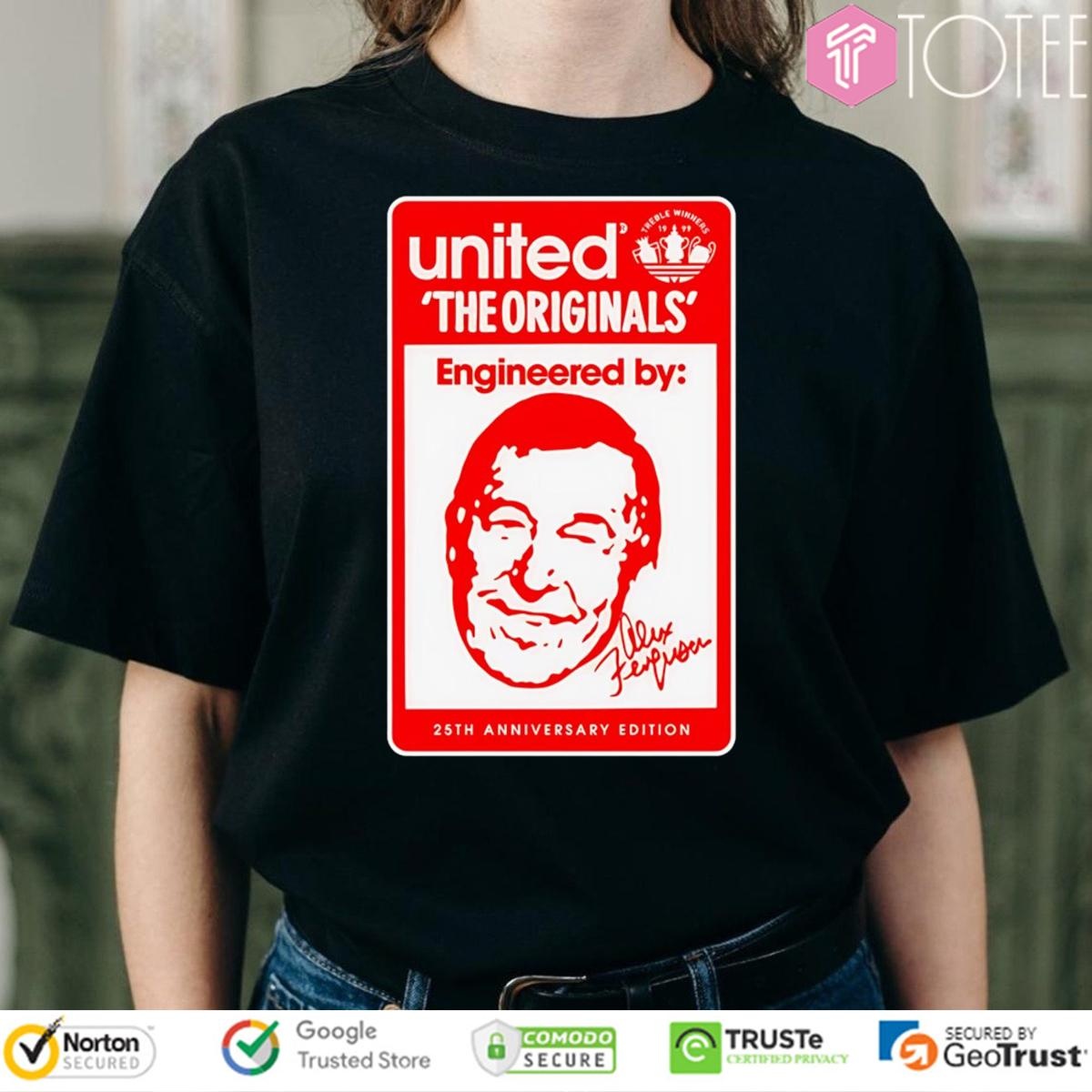 The Originals Engineered Alex Ferguson 25Th Anniversary Man United Signed T-shirt