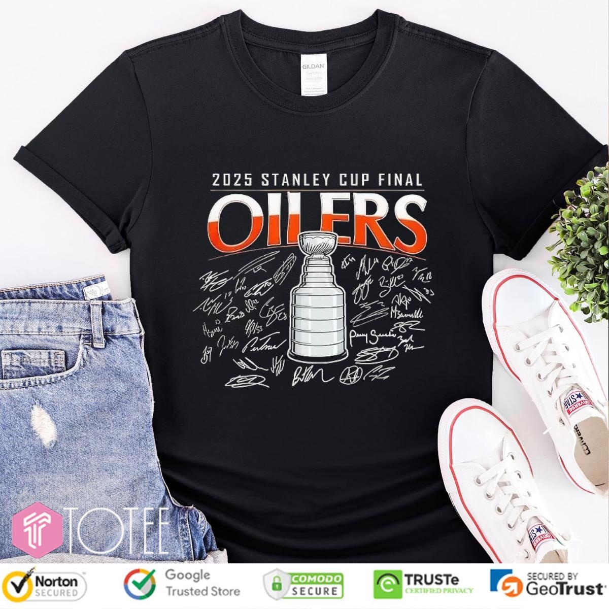 Stanley Cup Final 2025 Champions Edmonton Oilers Signatures T-shirt