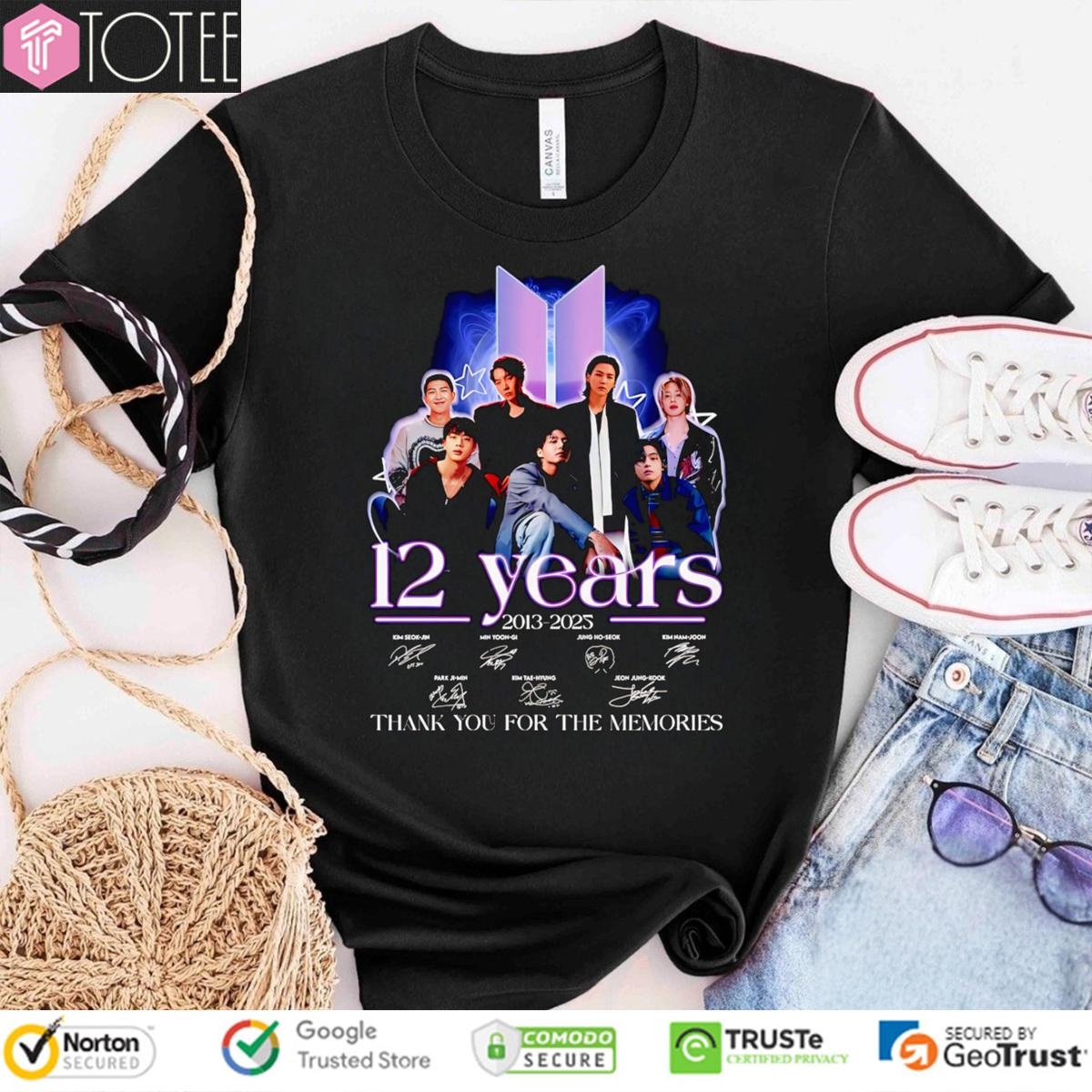 12 Years 2013 2025 Bts Signatures T-shirt