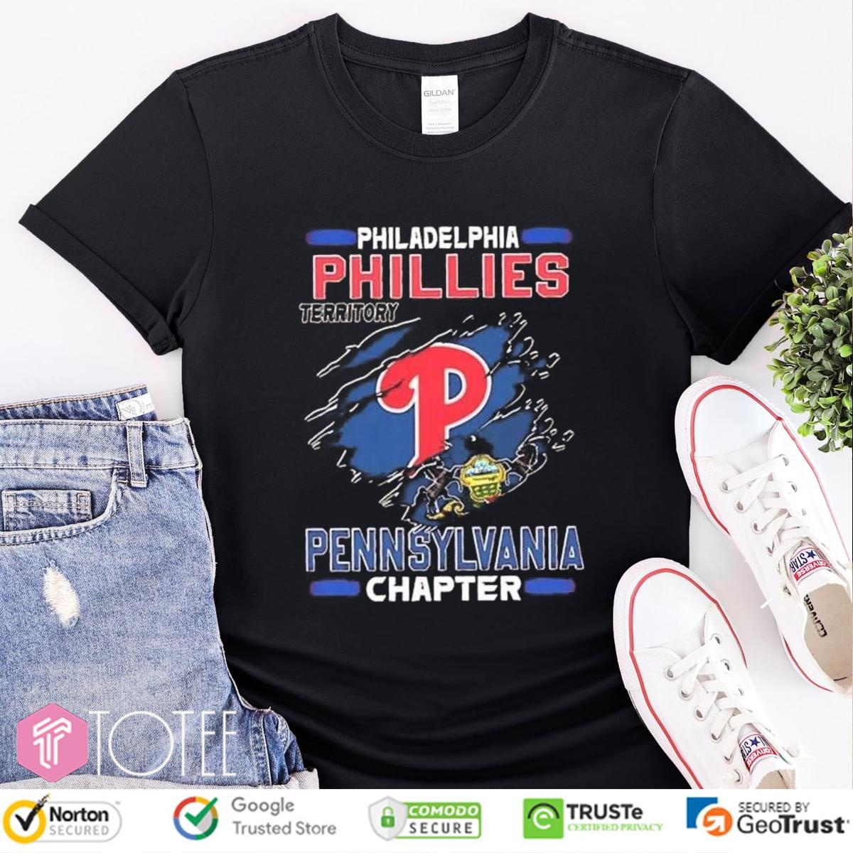Philadelphia Phillies Baseball Territory Pennsylvania Chapter Torn Logo T-shirt