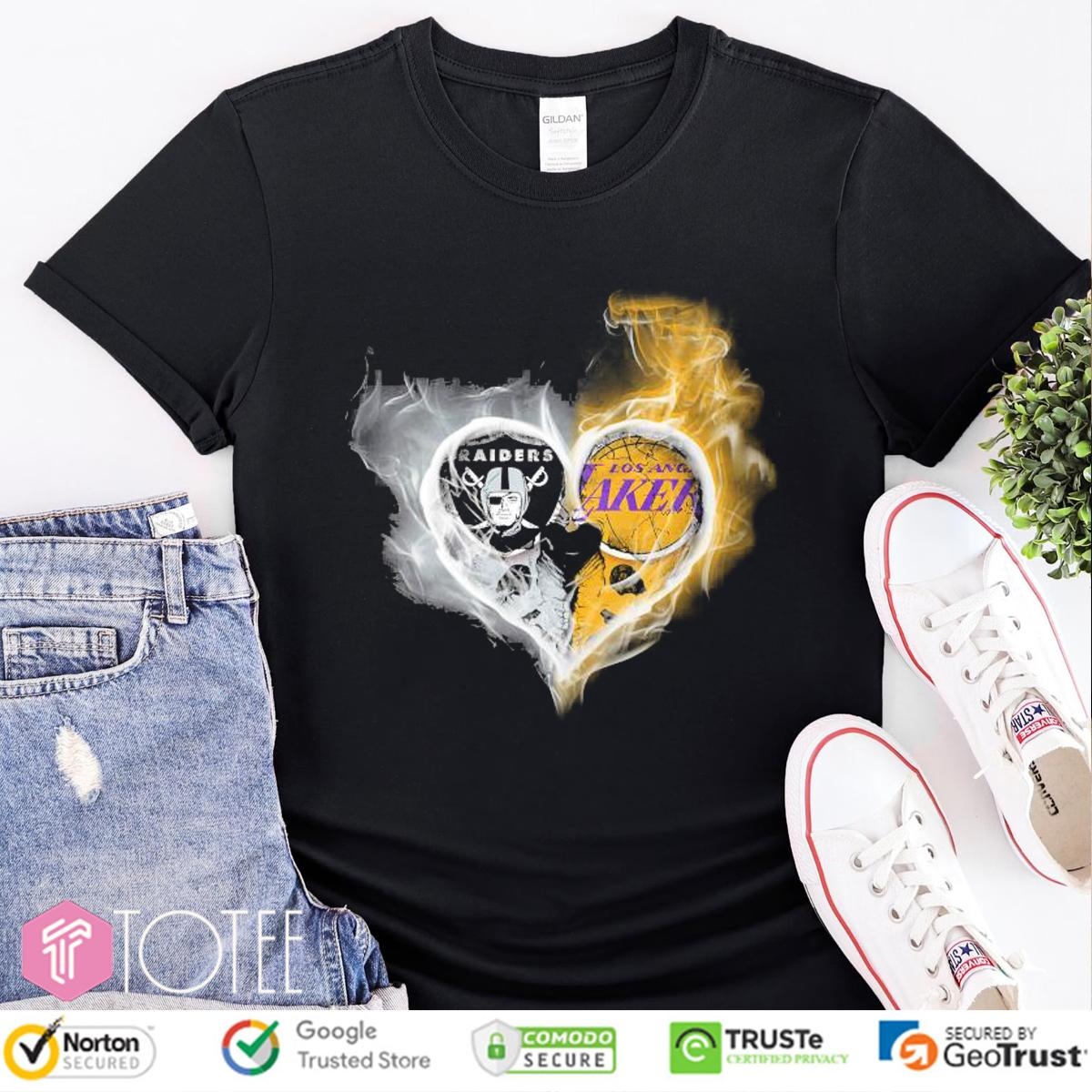 Smoke Heart Las Vegas Raiders Los Angeles Lakers T-shirt