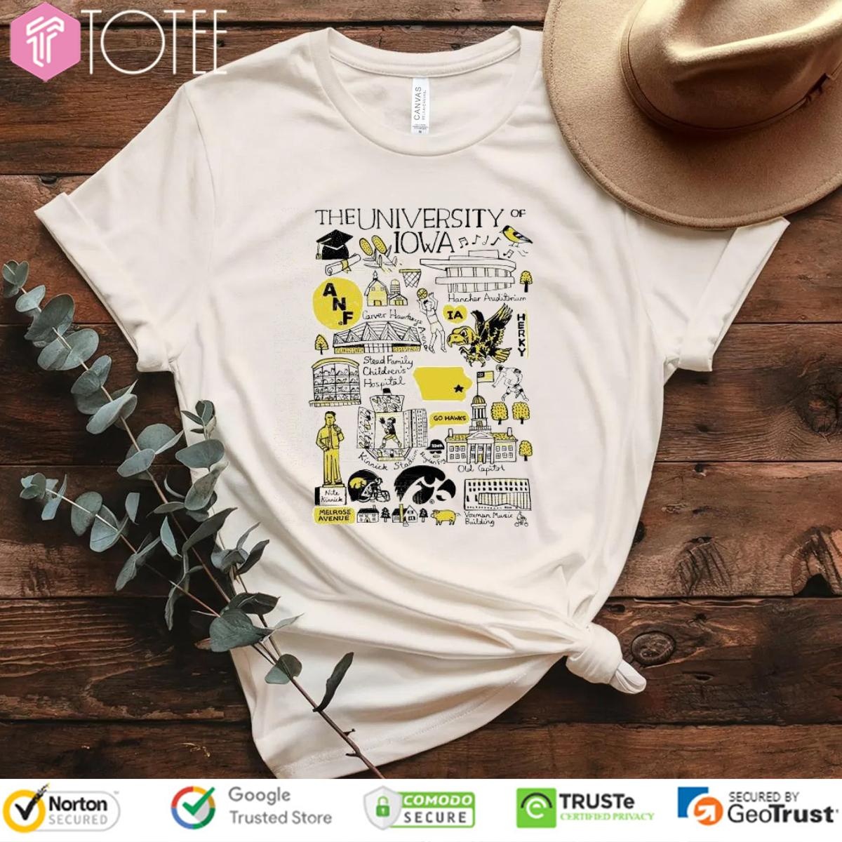 University Of Iowa Hawkeyes Art Illustration T-shirt