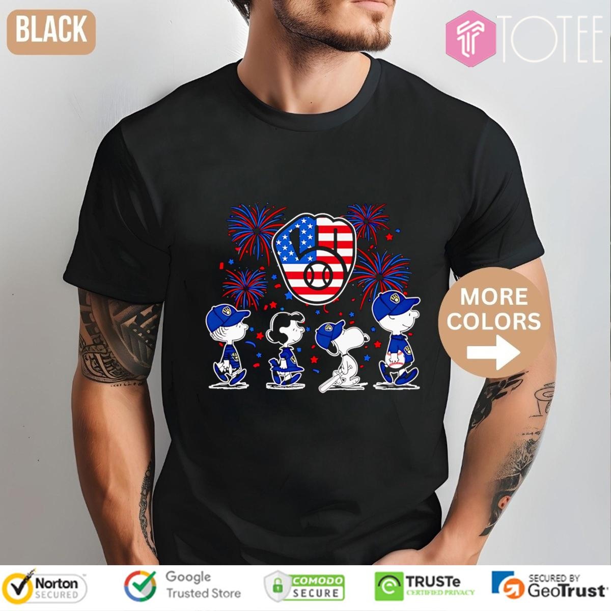 Peanuts Snoopy Milwaukee Brewers Fireworks 4Th Of July T-shirt