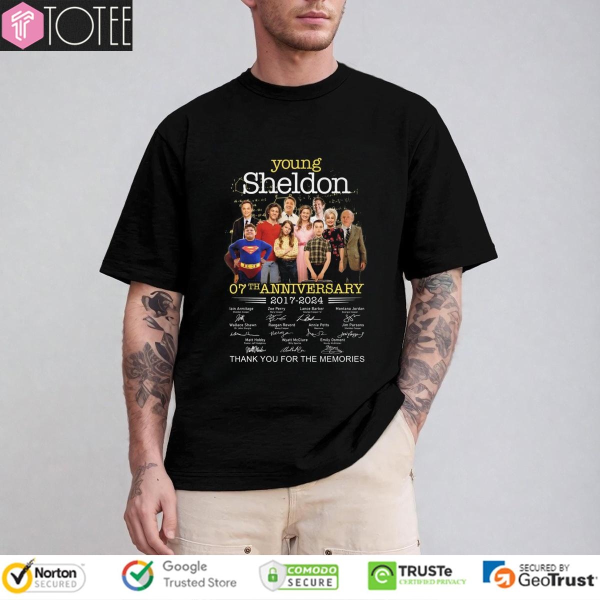 07Th Anniversary 2017-2024 Young Sheldon Signatures T-shirt