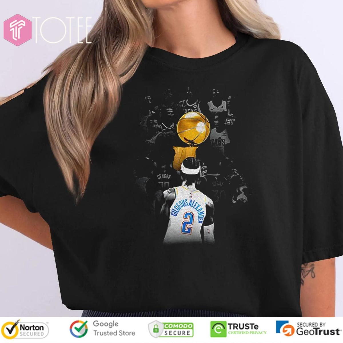 Shai Gilgeous-Alexander Gold Trophy Okc Thunder Nba World Champion 2025 T-shirt