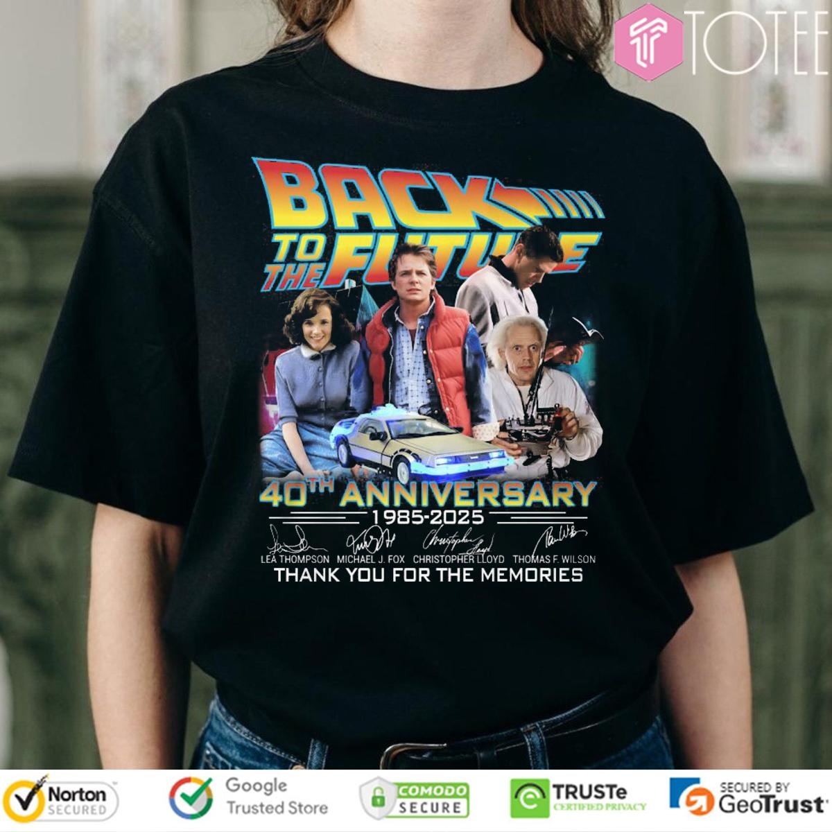 Back To The Future 40Th Anniversary 1985-2025 Thank You Memories Signatures T-shirt