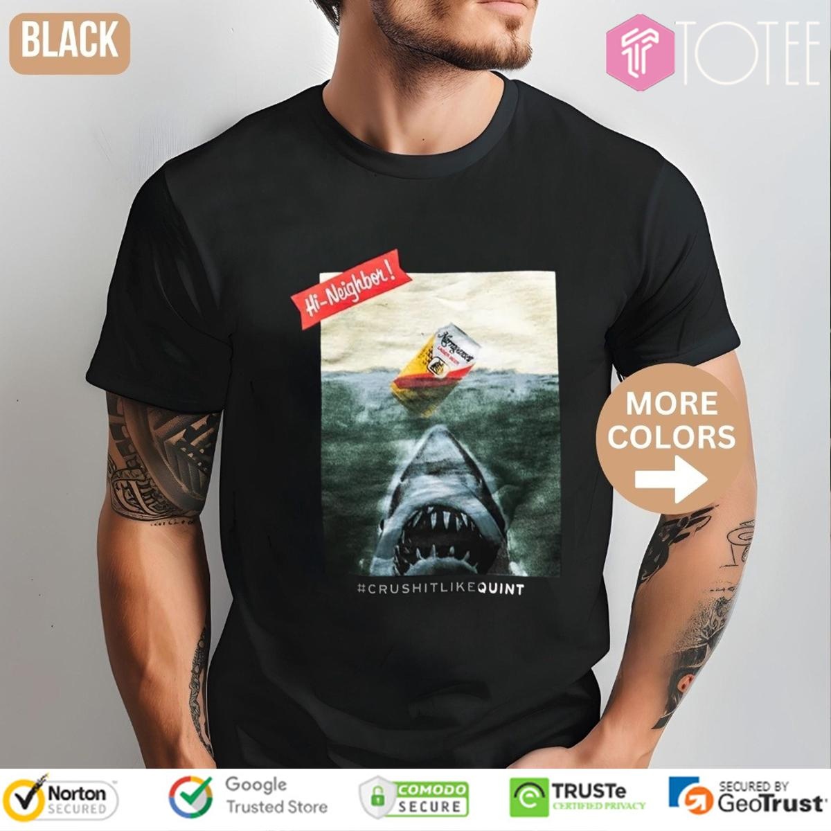 Jaws Narragansett Lager Beer Crushitlikequint Shark T-shirt