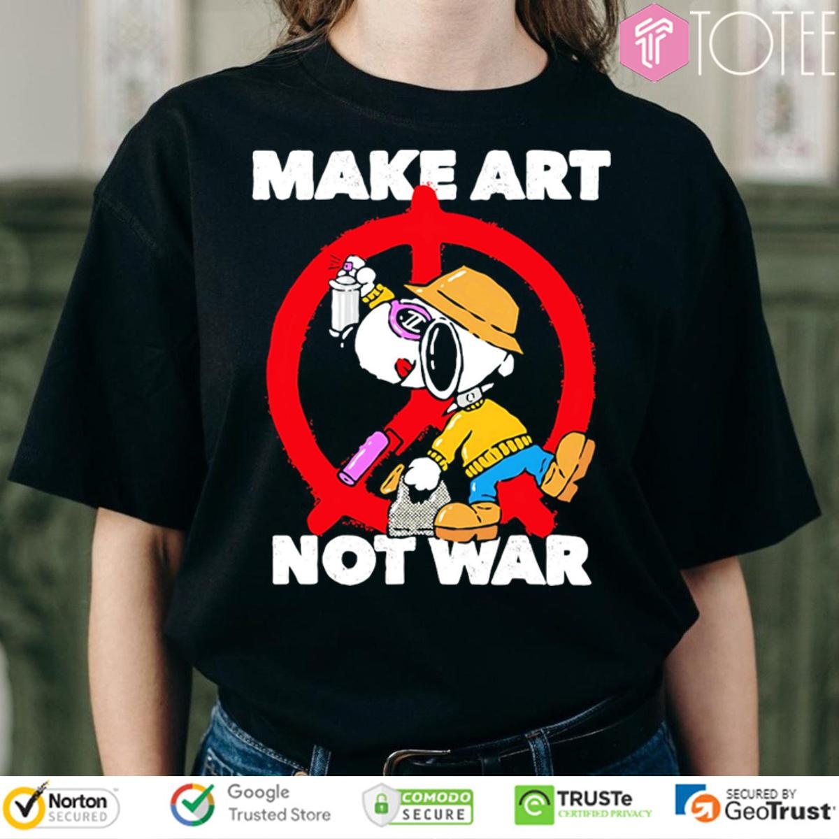 Snoopy Make Art Not War Peace Sign T-shirt