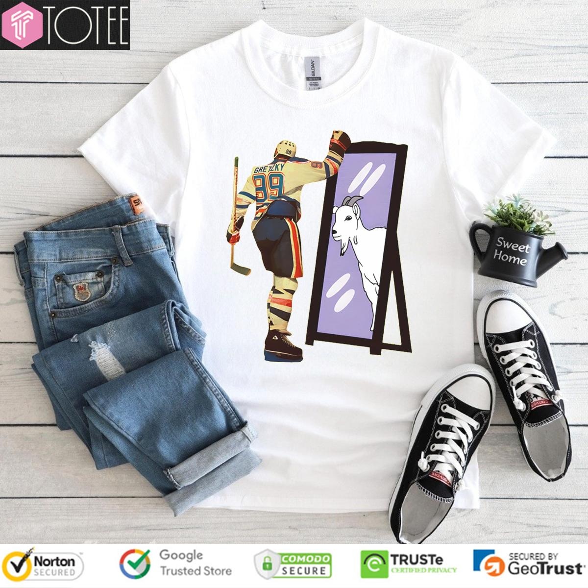 Wayne Gretzky Goat Mirror Edmonton Oilers T-shirt