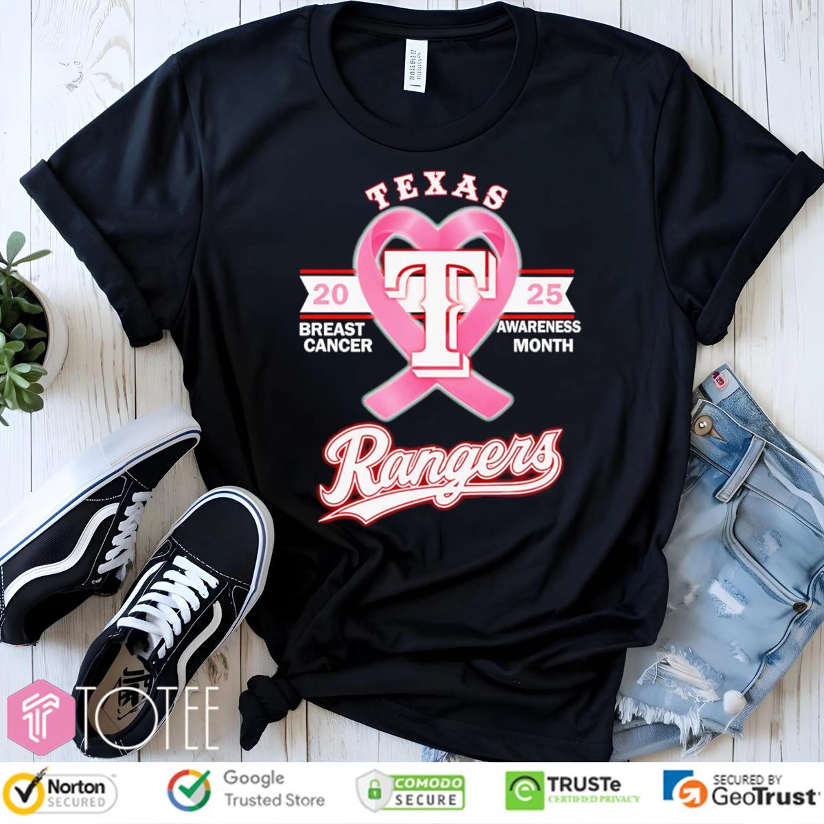 2025 Breast Cancer Awareness Month Texas Rangers Baseball T-shirt
